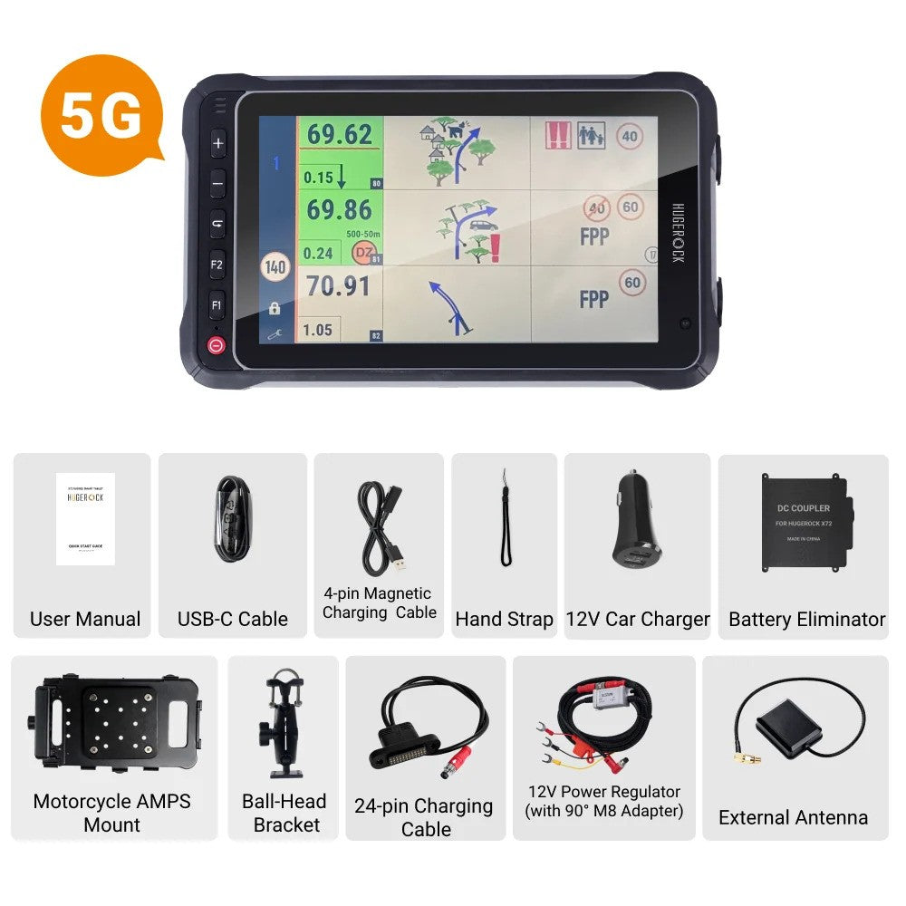 HUGEROCK X72 5G Rugged Motorcycle Rally Tablet + AMPS Mount Kit